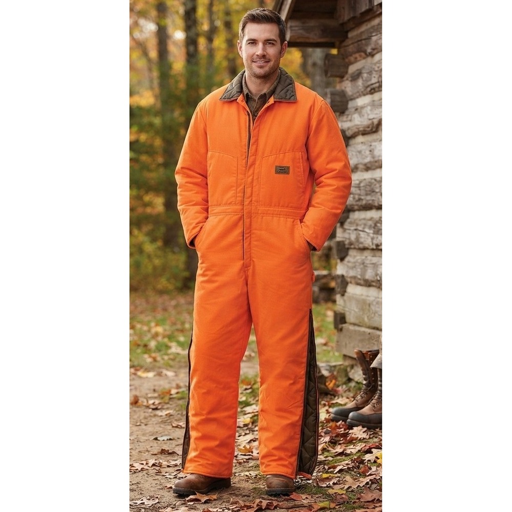 Vintage Duxbak Insulated Deer Hunting Coveralls Men's L Reg Blaze Orange USA
